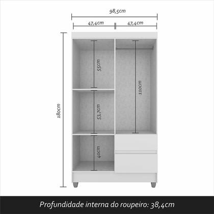 Imagem de Guarda Roupa Solteiro Lohaine 4 Pts C/ Espelho Branco