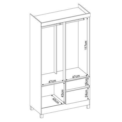 Imagem de Guarda Roupa Solteiro Lótus com Multiuso Golden com Cômoda London Café - Demóbile
