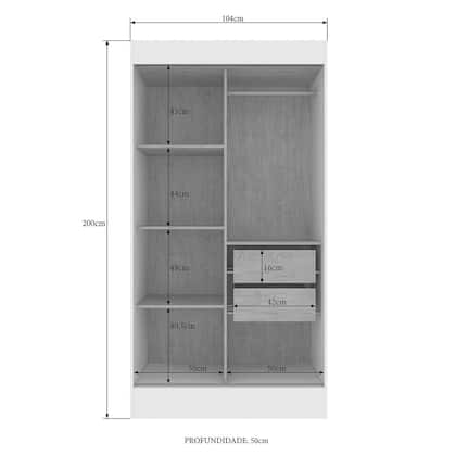 Imagem de Guarda-Roupa Solteiro Lyon 2 Portas 2 Gavetas com Espelho Off White/Nogueira - Doripel Móveis