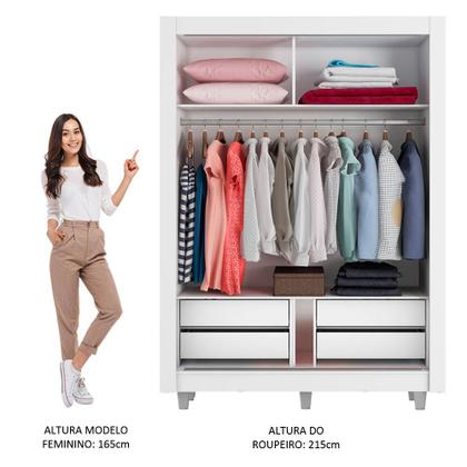 Imagem de Guarda-Roupa Solteiro Madesa Dallas Plus 2 Portas de Correr com Espelho 4 Gavetas com Pés