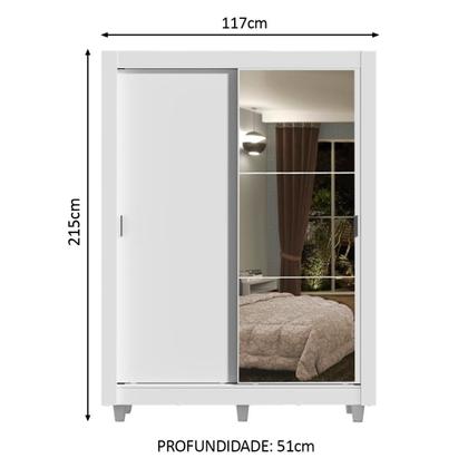 Imagem de Guarda-Roupa Solteiro Madesa Dallas Plus 2 Portas de Correr com Espelho 4 Gavetas com Pés