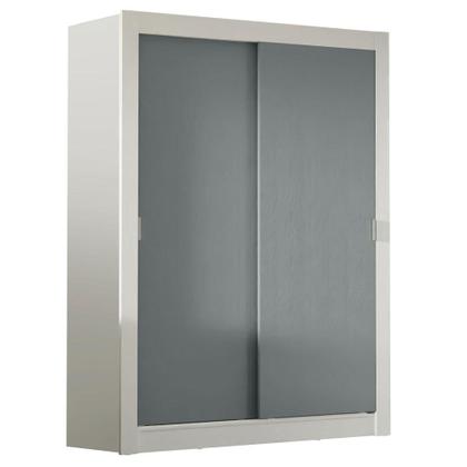 Imagem de Guarda-Roupa Solteiro Madesa Denver 2 Portas de Correr - Branco/Cinza