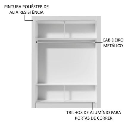 Imagem de Guarda-Roupa Solteiro Madesa Denver 2 Portas de Correr com Espelho