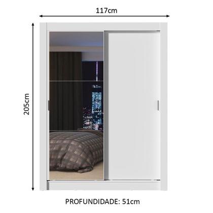 Imagem de Guarda-Roupa Solteiro Madesa Denver 2 Portas de Correr com Espelho
