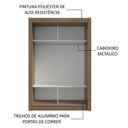 Imagem de Guarda-Roupa Solteiro Madesa Denver 2 Portas de Correr com Espelho