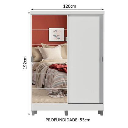 Imagem de Guarda-Roupa Solteiro Madesa Luke 2 Portas de Correr com Espelho com Pés