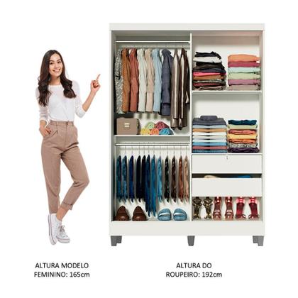 Imagem de Guarda-Roupa Solteiro Madesa Luke 2 Portas de Correr com Espelho com Pés