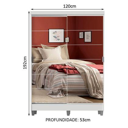 Imagem de Guarda-Roupa Solteiro Madesa Luke 2 Portas de Correr de Espelho com Pés