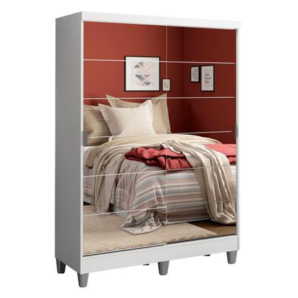 Imagem de Guarda-Roupa Solteiro Madesa Luke 2 Portas de Correr de Espelho com Pés