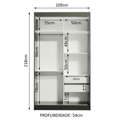 Imagem de Guarda-Roupa Solteiro Madesa Tokio 2 Portas de Correr 2 Gavetas P