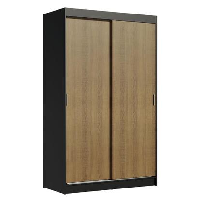 Imagem de Guarda-Roupa Solteiro Madesa Tokio 2 Portas de Correr 2 Gavetas - Preto/Rustic