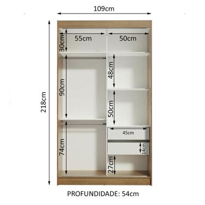 Imagem de Guarda-Roupa Solteiro Madesa Tokio 2 Portas de Correr 2 Gavetas R