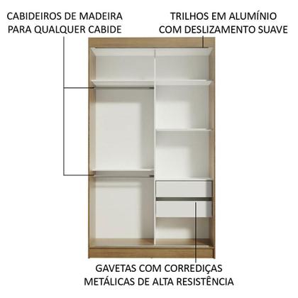 Guarda-Roupa Solteiro Madesa Tokio 2 Portas de Correr com Espelho 2 Gavetas Imagem de Guarda-Roupa Solteiro Madesa Tokio 2 Portas de Correr com Espelho 2 Gavetas