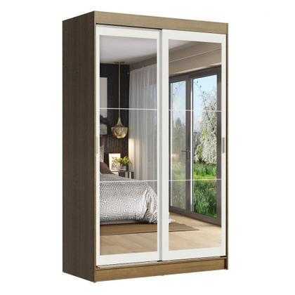 Imagem de Guarda-Roupa Solteiro Madesa Tokio 2 Portas de Correr de Espelho 2 Gavetas - Rustic/Branco