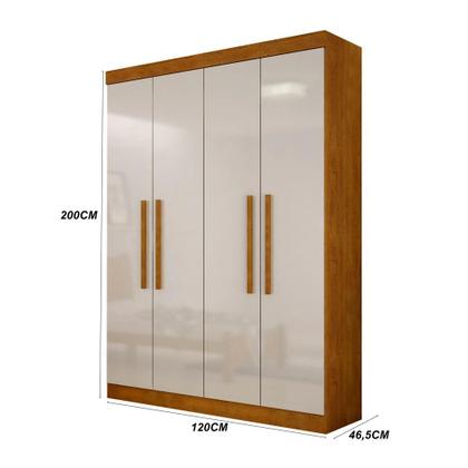 Imagem de Guarda-Roupa Solteiro Malibu 4 PT Imbuia e Off White