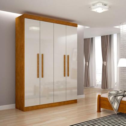 Imagem de Guarda-Roupa Solteiro Malibu 4 PT Imbuia e Off White