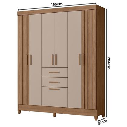 Imagem de Guarda Roupa Solteiro Malta 7 Portas Carvalho Fendi - Moval
