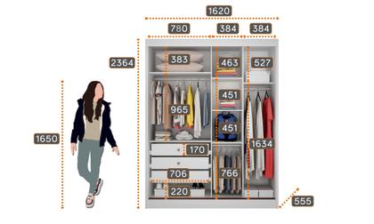 Imagem de Guarda Roupa Solteiro MDF com Espelho 2 Portas 3 Gavetas Toronto