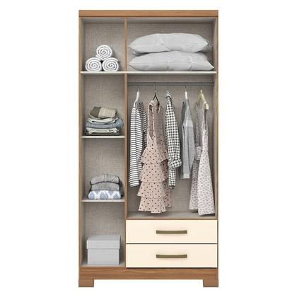 Imagem de Guarda Roupa Solteiro Miami Ambiente 3 Portas 2 Gavetas com Chave Nature Off White - Henn