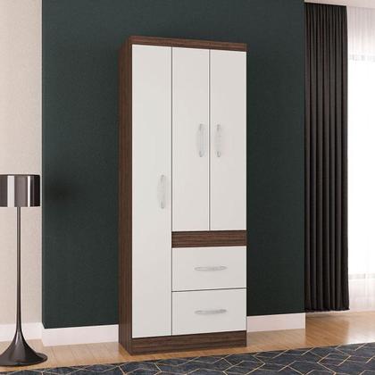Imagem de Guarda Roupa Solteiro Milão 3 Portas Chocolate Off White - Poquema