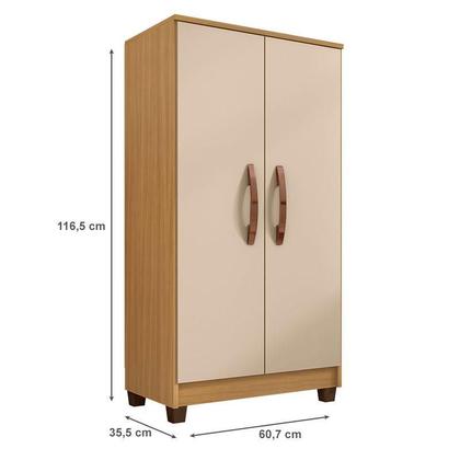 Imagem de Guarda Roupa Solteiro Modena 4 Portas com Cômoda Gaveteira Cannes e Armário Multiuso Recife na cor Carvalho Americano Off White - Incorplac