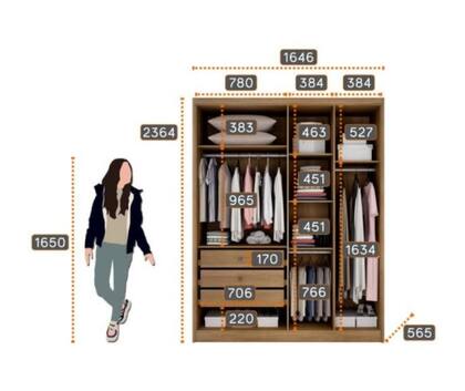 Imagem de Guarda Roupa Solteiro Moderni 4 Portas Cumaru Fendi - Novo Horizonte