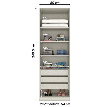 Imagem de Guarda-Roupa Solteiro Modulado 80 Cm Predileto 2 Portas 3 Gavetas Areia Hp - Henn