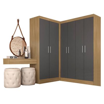 Imagem de Guarda Roupa Solteiro Modulado Itala Boreal/grafite - Móveis Arapongas