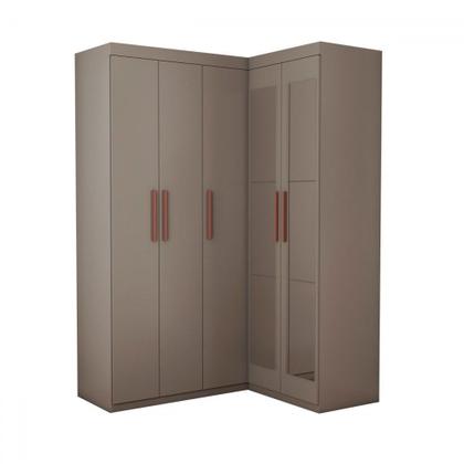 Imagem de Guarda-Roupa Solteiro Modulado Odisseia 5 Portas 12 Prateleiras com Espelho Onix - Panorama Móveis