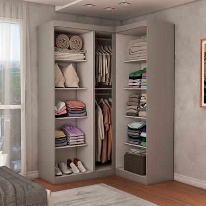 Imagem de Guarda-Roupa Solteiro Modulado Odisseia 5 Portas 12 Prateleiras com Espelho Onix - Panorama Móveis