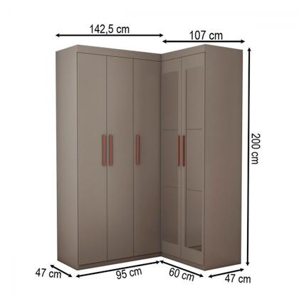 Imagem de Guarda-Roupa Solteiro Modulado Odisseia 5 Portas 12 Prateleiras com Espelho Onix - Panorama Móveis