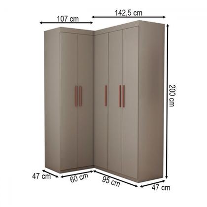 Imagem de Guarda-Roupa Solteiro Modulado Odisseia 5 Portas 12 Prateleiras Onix - Panorama Móveis