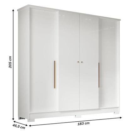 Imagem de Guarda-Roupa Solteiro Mônaco 4 Portas 2 Gavetas Branco - Mx Móveis