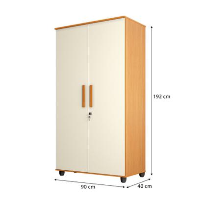 Imagem de Guarda Roupa Solteiro Multiuso sem Gaveta Reforçado Ouro Fechadura com Chave Nature / Off White