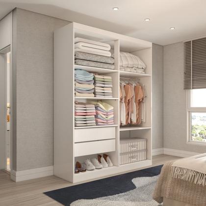 Imagem de Guarda-Roupa Solteiro Mykonos 4 Portas 2 Gavetas Branco - Panorama Móveis