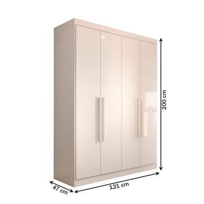 Imagem de Guarda-Roupa Solteiro Mykonos 4 Portas 2 Gavetas Branco - Panorama Móveis