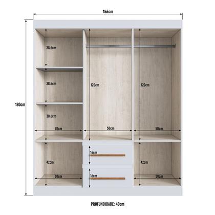 Imagem de Guarda-Roupa Solteiro Napoli 6 Portas 2 Gavetas 100% Mdf Branco - Doripel Móveis