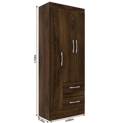 Imagem de Guarda-Roupa Solteiro Nobre 3 Portas 2 Gavetas Cor Cacau