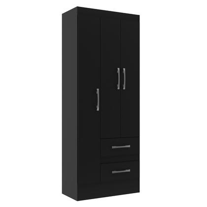 Imagem de Guarda-Roupa Solteiro Nobre 3 Portas 2 Gavetas - Preto