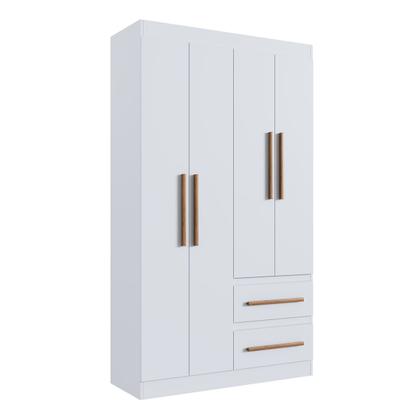 Imagem de Guarda-Roupa Solteiro Palermo 4 Portas 2 Gavetas 100% MDF Branco - Doripel Móveis