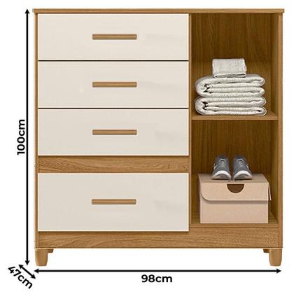 Imagem de Guarda Roupa Solteiro Paraty e Cômoda Vênus com Pés Freijó Off White - Moval