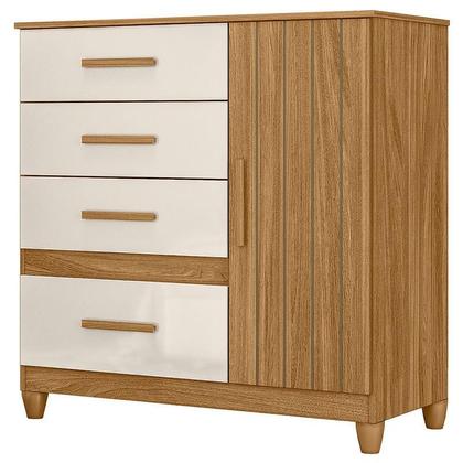 Imagem de Guarda Roupa Solteiro Paraty e Cômoda Vênus com Pés Freijó Off White - Moval