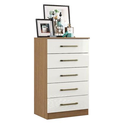 Imagem de Guarda Roupa Solteiro Paris 2045150 com Armário Multiuso 2 Portas 2000191 e Cômoda 5 Gavetas 2014140 Atacama Off White - Aramóveis