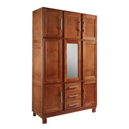 Imagem de Guarda-Roupa Solteiro Paris 8 Portas 3 Gavetas com Espelho Madeira Maciça Mogano 365 - Lanes