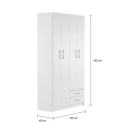 Guarda-Roupa Solteiro PBraçoa 4PT 2GV Branco - Mobly Imagem de Guarda-Roupa Solteiro PBraçoa 4PT 2GV Branco