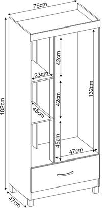 Imagem de Guarda Roupa Solteiro Pequeno 3 Portas 1 Gaveta 2 Prateleira 1 Cabideiro Prince