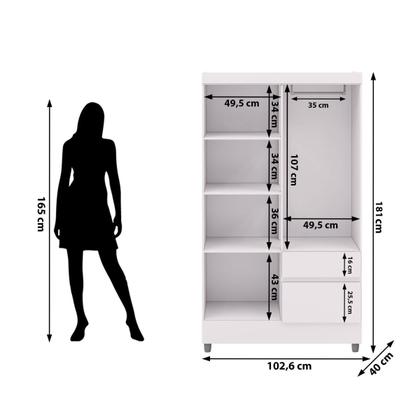 Imagem de Guarda Roupa Solteiro Pequeno Ideal 4 Portas 2 Gavetas Branco - Vila Rica