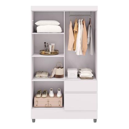 Imagem de Guarda Roupa Solteiro Pequeno Ideal 4 Portas 2 Gavetas Branco - Vila Rica