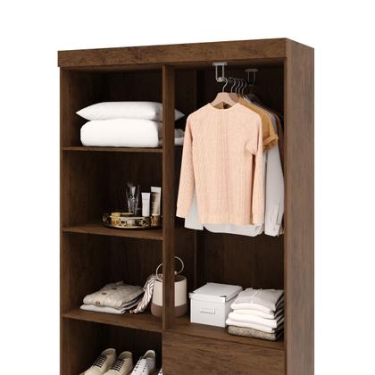 Imagem de Guarda Roupa Solteiro Pequeno Ideal 4 Portas 2 Gavetas Marrom - Vila Rica