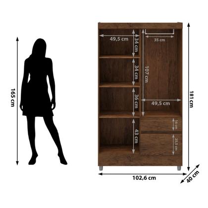 Imagem de Guarda Roupa Solteiro Pequeno Ideal 4 Portas 2 Gavetas Marrom - Vila Rica